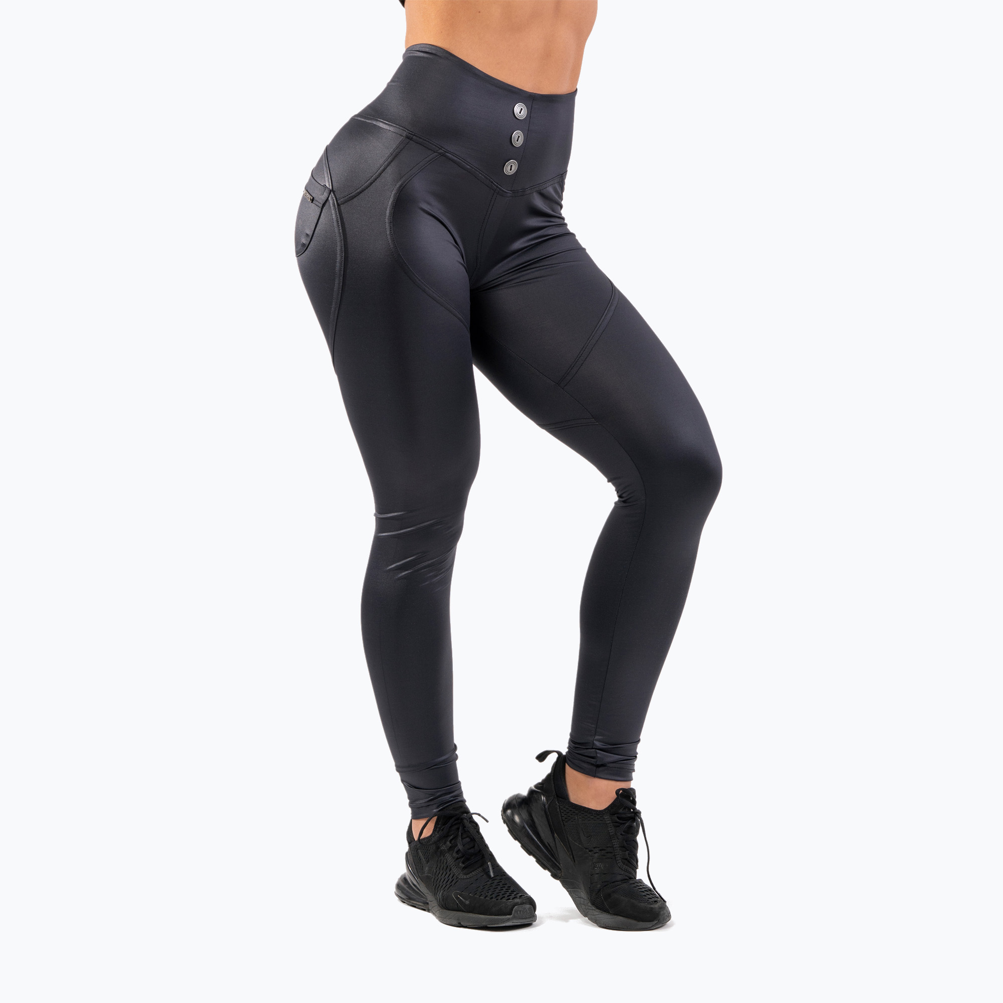 Legginsy damskie NEBBIA Glossy Look Bubble Butt volcanic black | WYSYŁKA W 24H | 30 DNI NA ZWROT