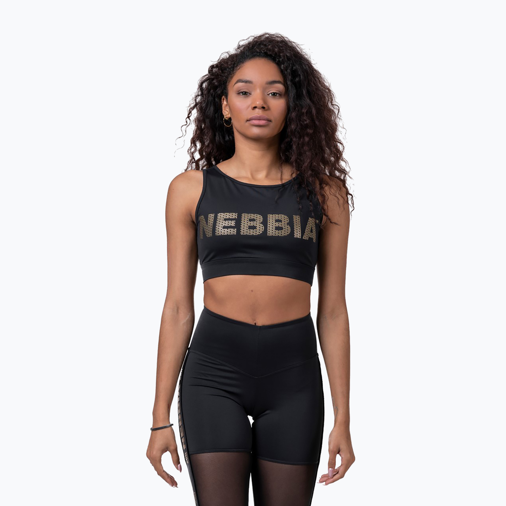 Biustonosz treningowy NEBBIA Gold Mesh Mini Top black | WYSYŁKA W 24H | 30 DNI NA ZWROT