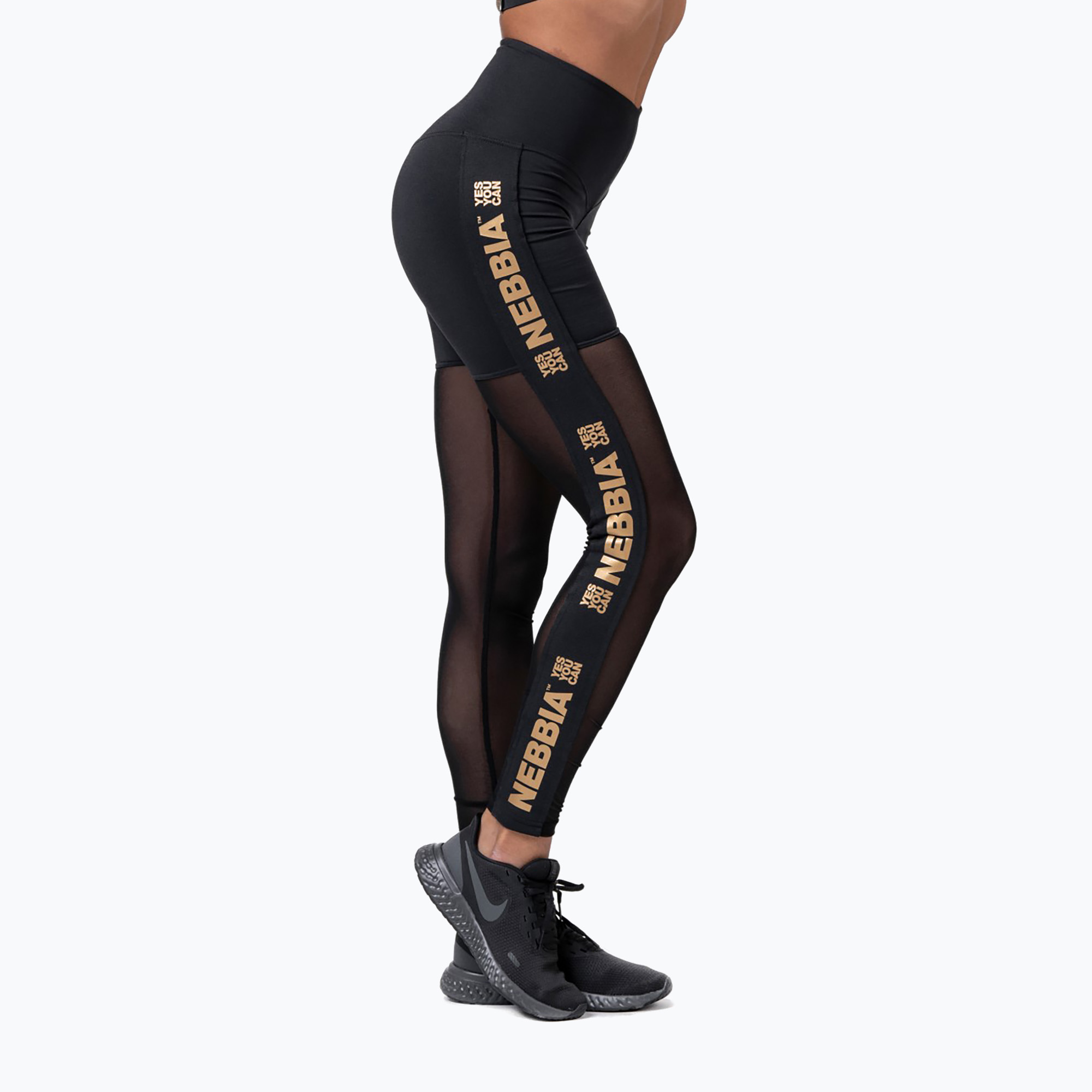 Legginsy treningowe damskie NEBBIA Gold Mesh black | WYSYŁKA W 24H | 30 DNI NA ZWROT