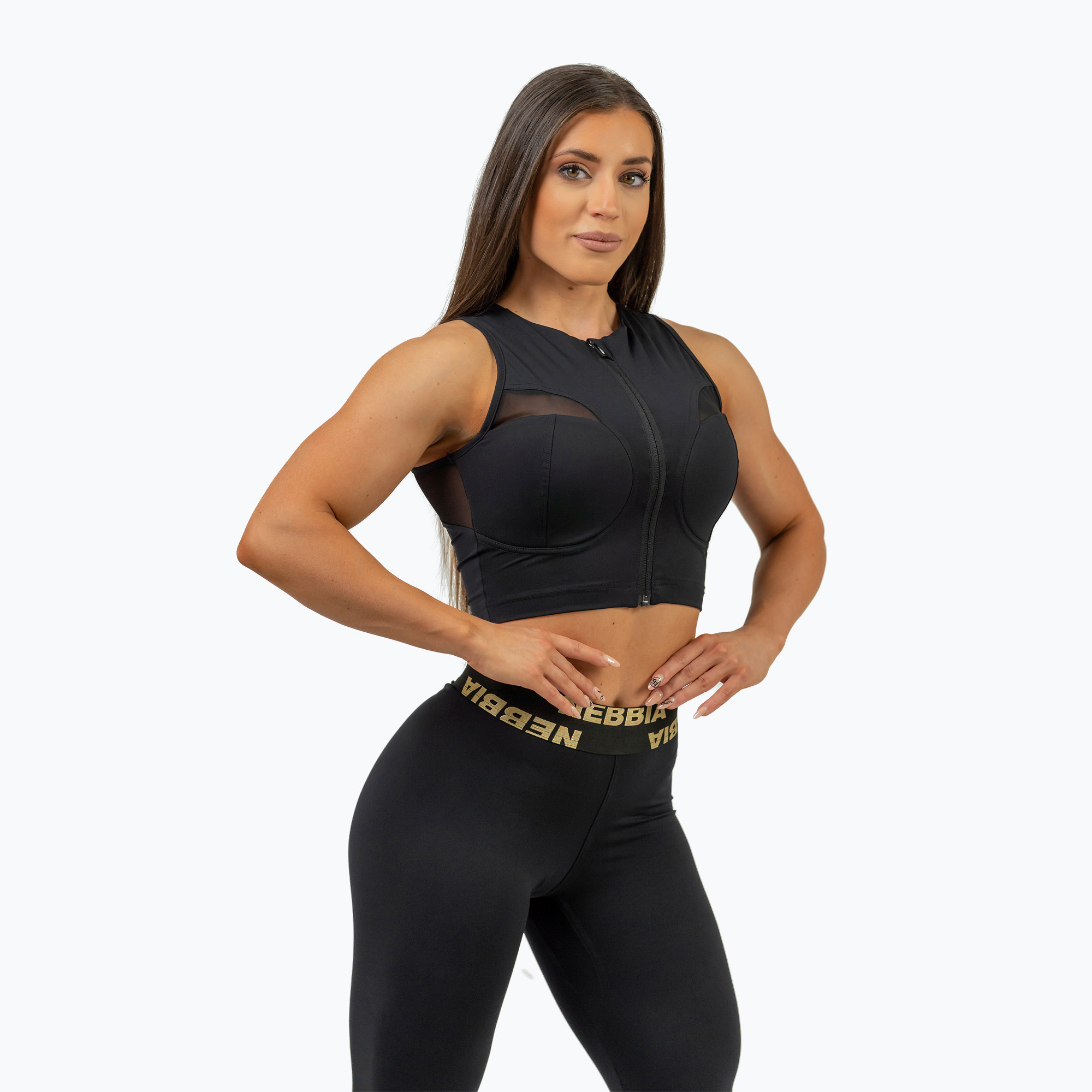 Top treningowy damski NEBBIA Mesh Intense black/gold | WYSYŁKA W 24H | 30 DNI NA ZWROT