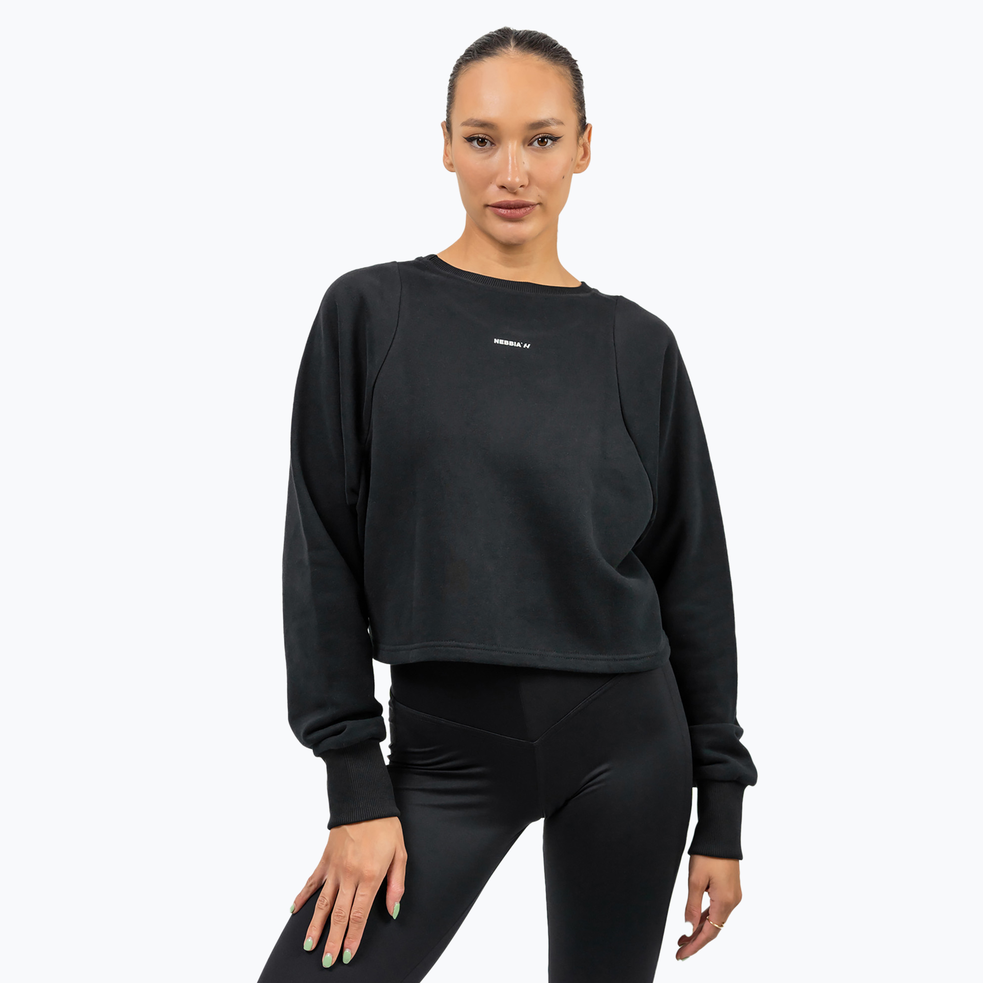 Bluza treningowa damska NEBBIA Gym Spirit Crop black | WYSYŁKA W 24H | 30 DNI NA ZWROT