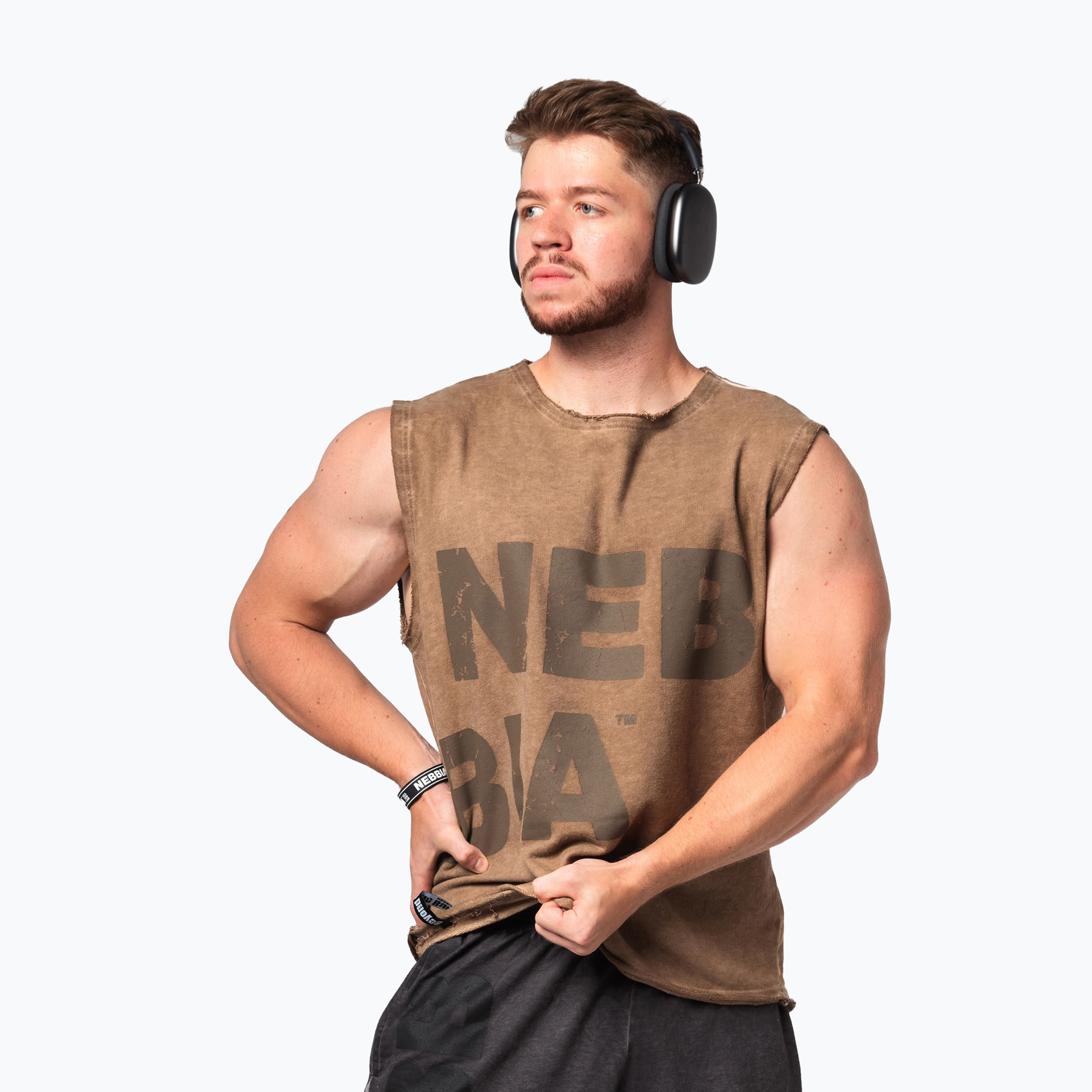 Tank top treningowy męski Washed-Off Beastin light brown | WYSYŁKA W 24H | 30 DNI NA ZWROT