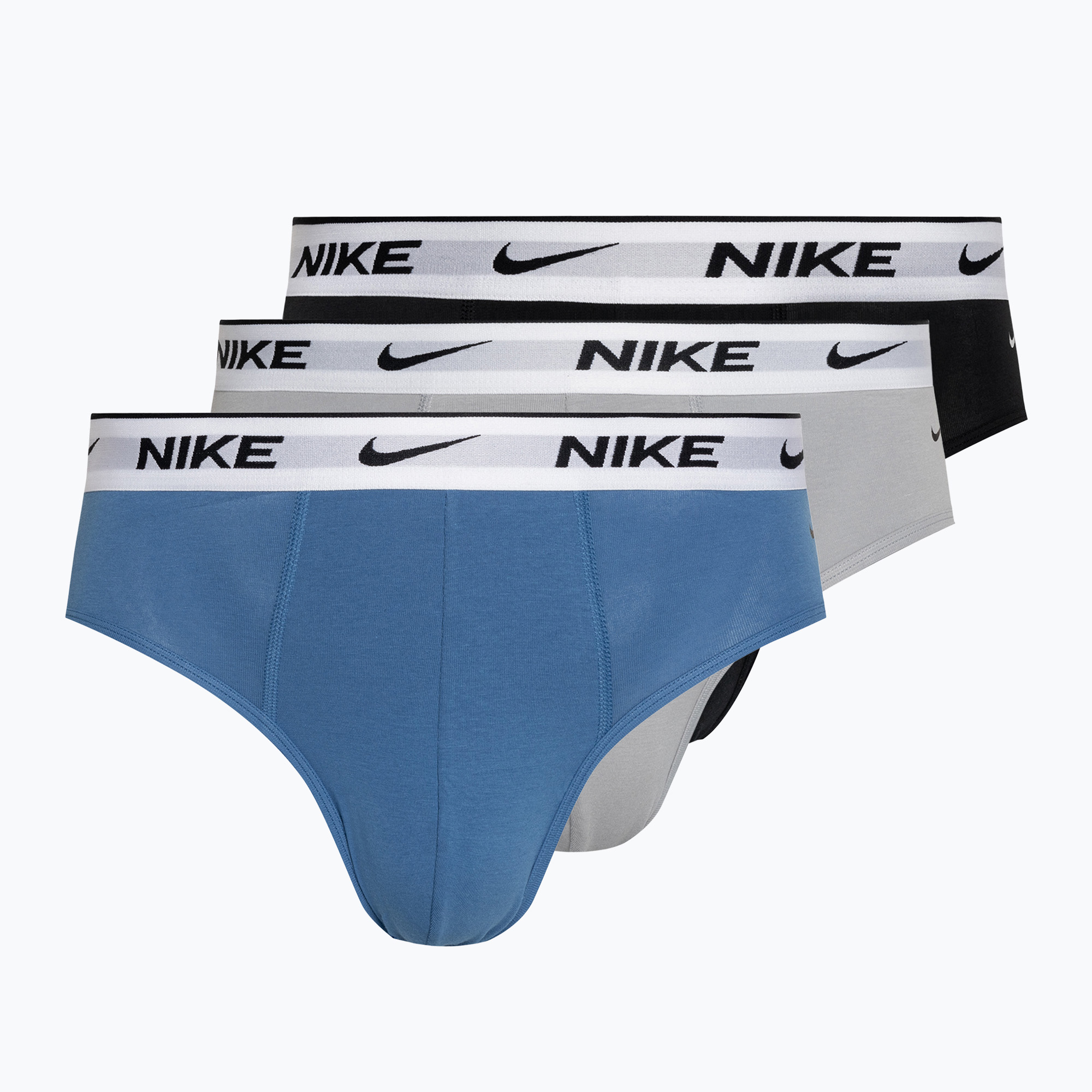 Slipy męskie Nike Everyday Cotton Stretch Brief 3 pary star blue/wolf grey/black white | WYSYŁKA W 24H | 30 DNI NA ZWROT