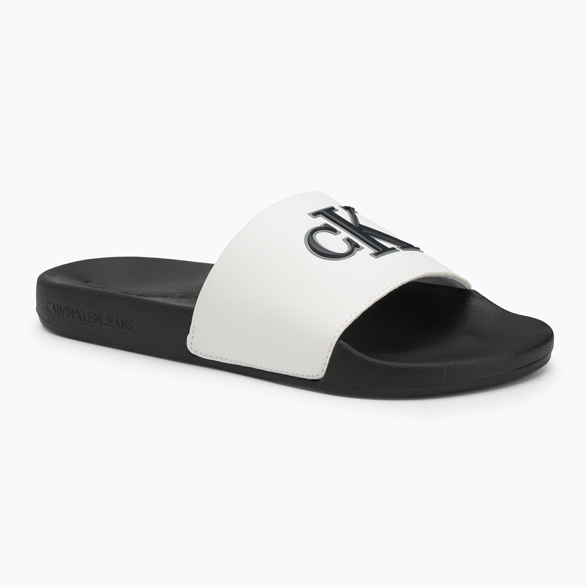 Klapki męskie Calvin Klein YM0YM01281 Jelly Mono PU Bright white/black 