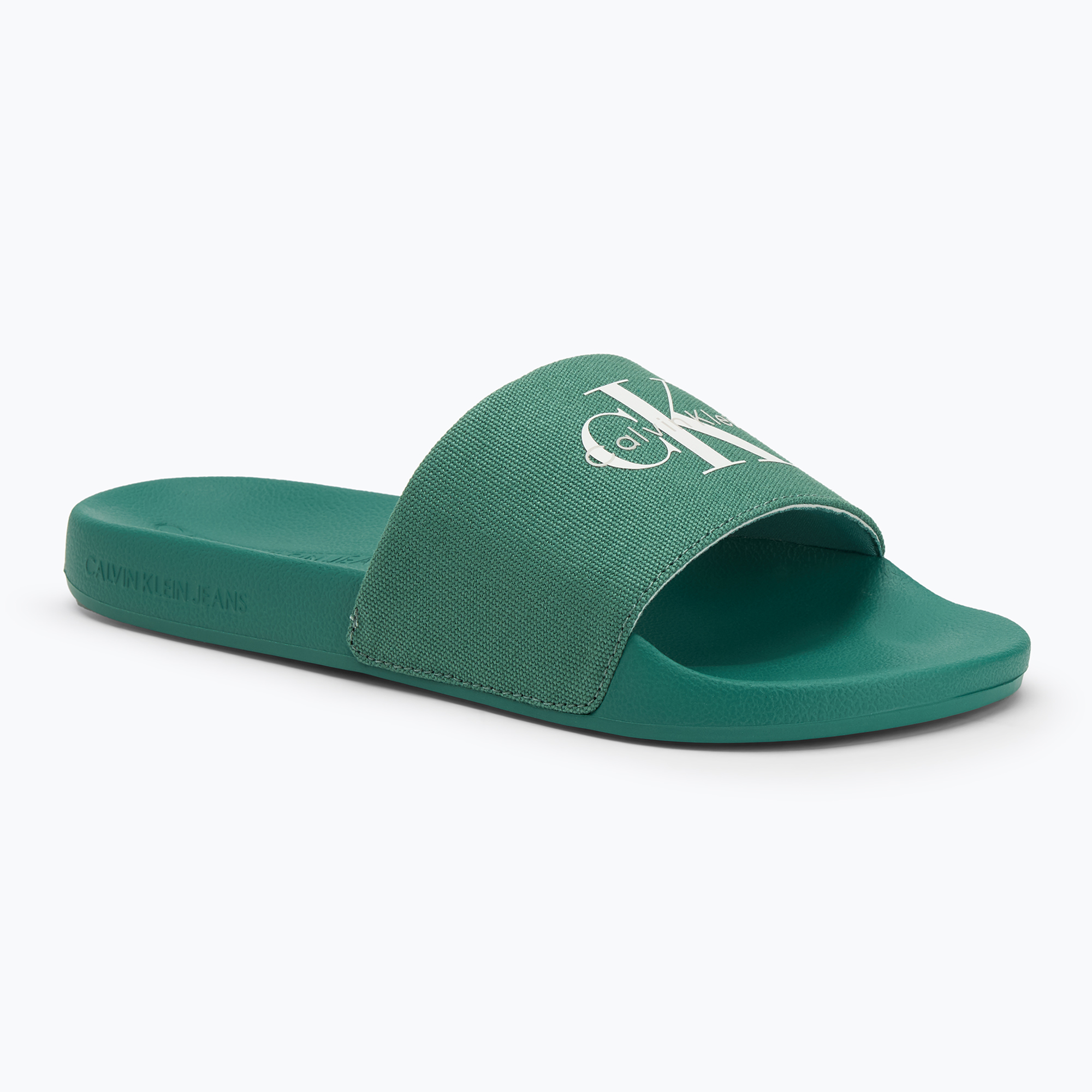 Klapki męskie Calvin Klein YM0YM01367 Monologo CV wild green 