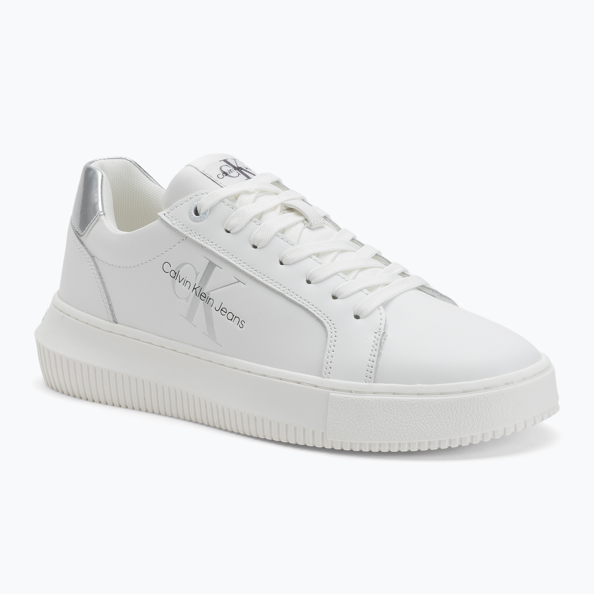 Buty damskie Calvin Klein YW0YW01224 Cupsole Mono Lth Wn white/silver 