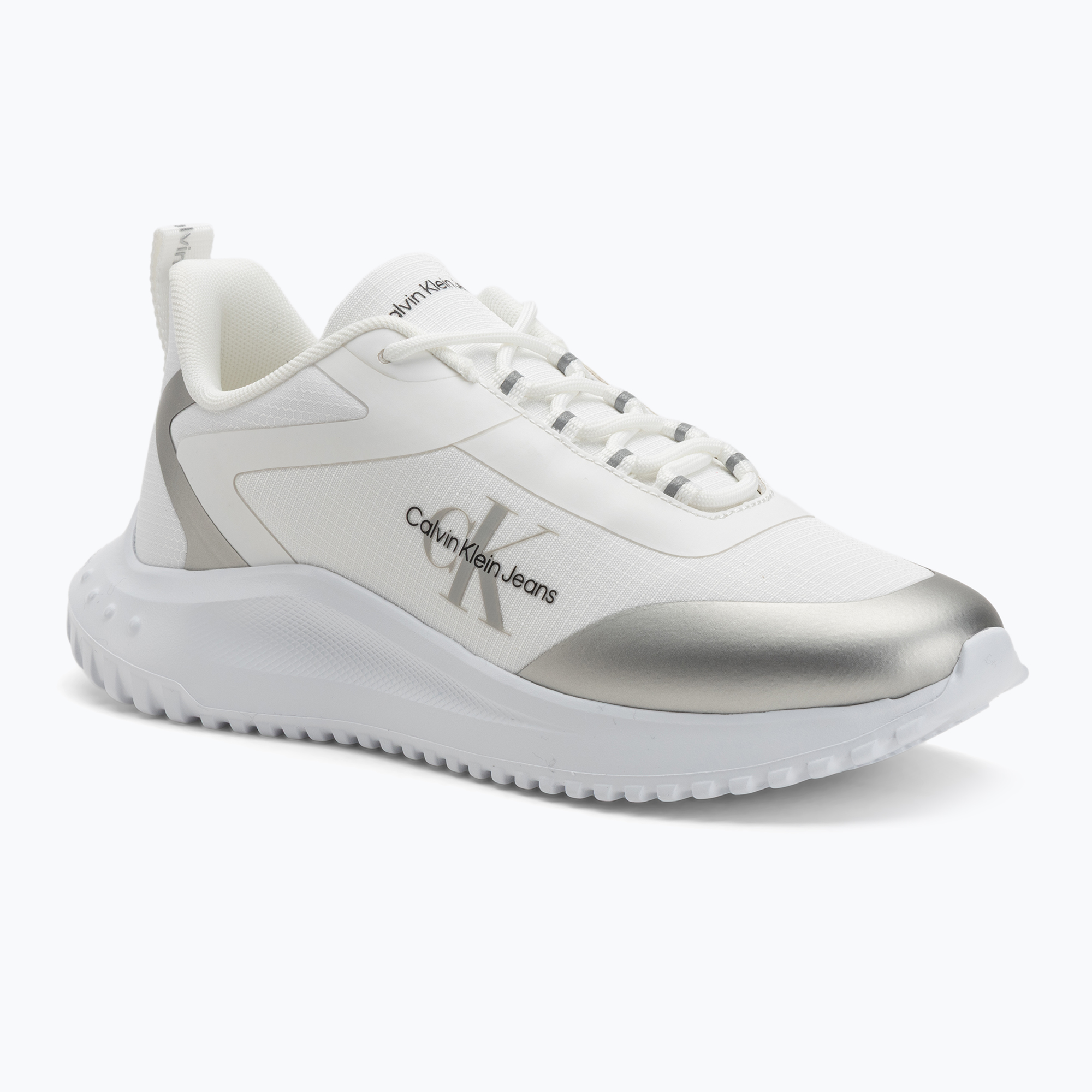 Buty damskie Calvin Klein Eva Runner Low Lace Mix Ml Wn bright white/silver 