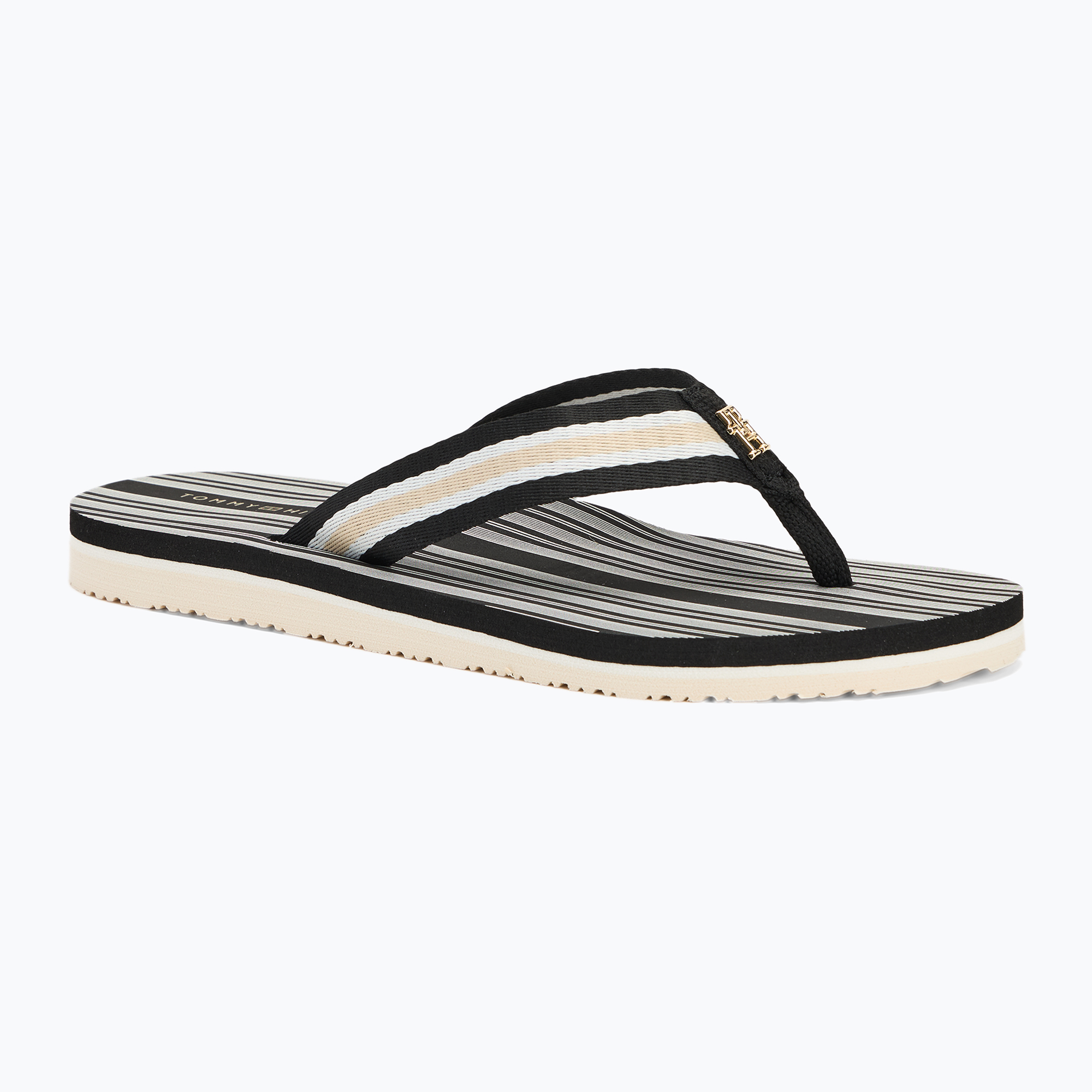 Japonki damskie Tommy Hilfiger Im Th Print Beach Sandal black/ecru | WYSYŁKA W 24H | 30 DNI NA ZWROT