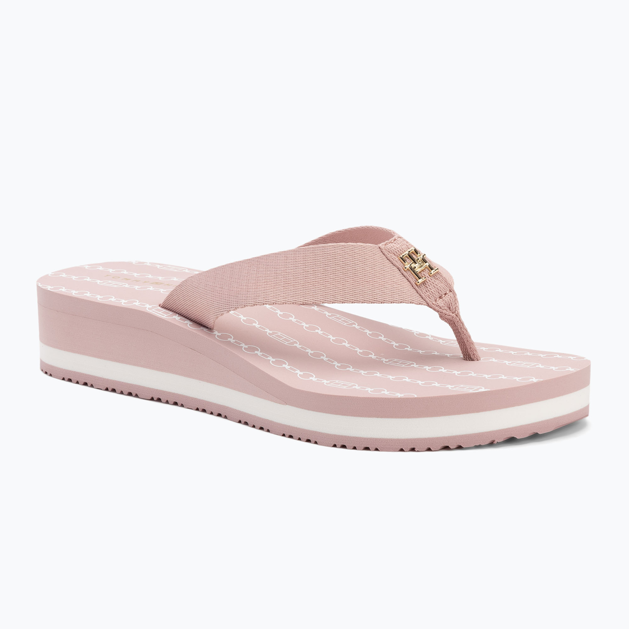 Japonki damskie Tommy Hilfiger Im Th Chainprint Midwedge Sandal foggy pink 