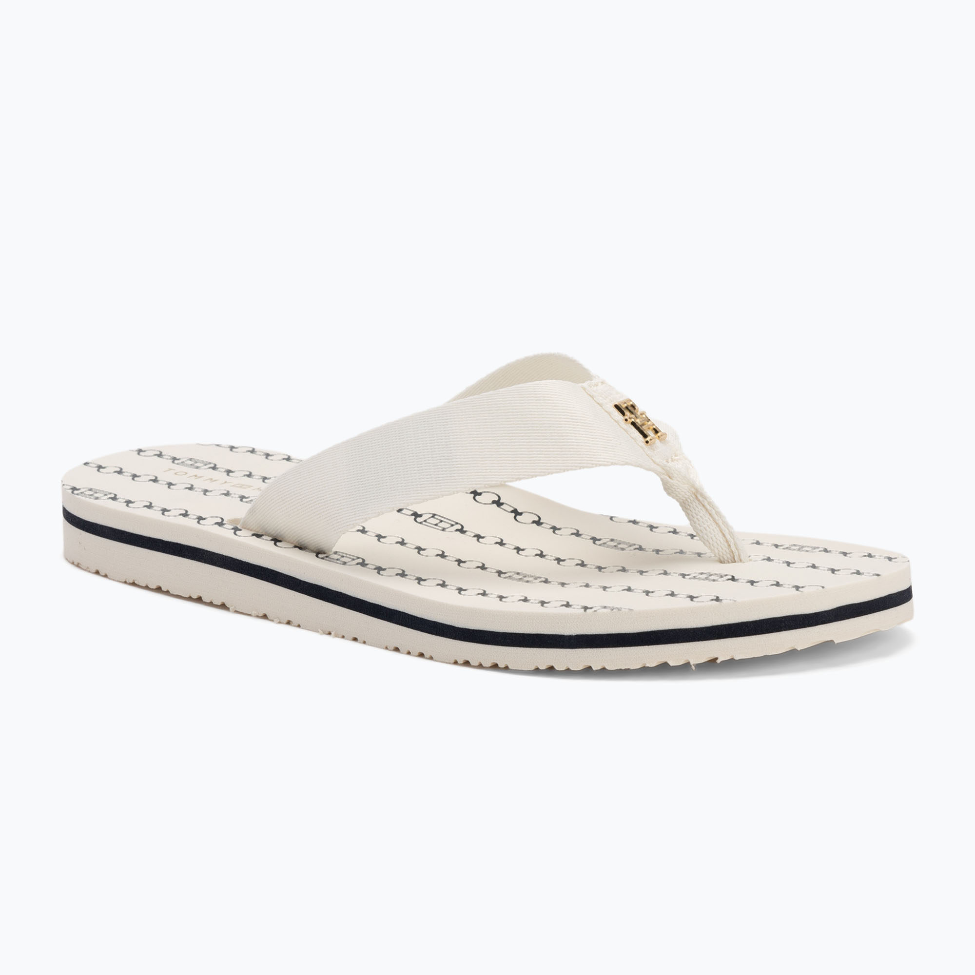 Japonki damskie Tommy Hilfiger Chain Print Beach Sandal ivory 