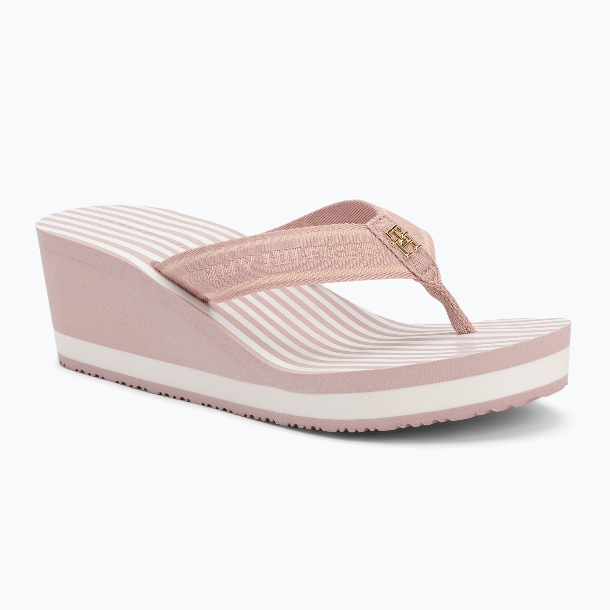 Japonki damskie Tommy Hilfiger Stripes Wedge Beach Sandal foggy pink 