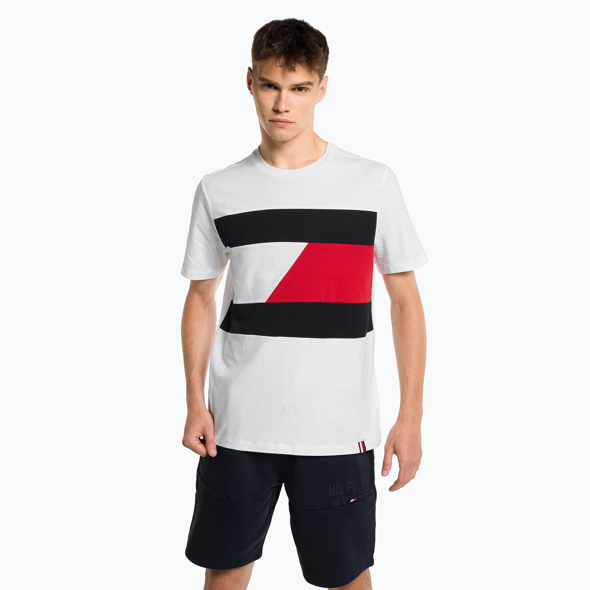 Koszulka męska Tommy Hilfiger Colorblocked Mix Media white | WYSYŁKA W 24H | 30 DNI NA ZWROT