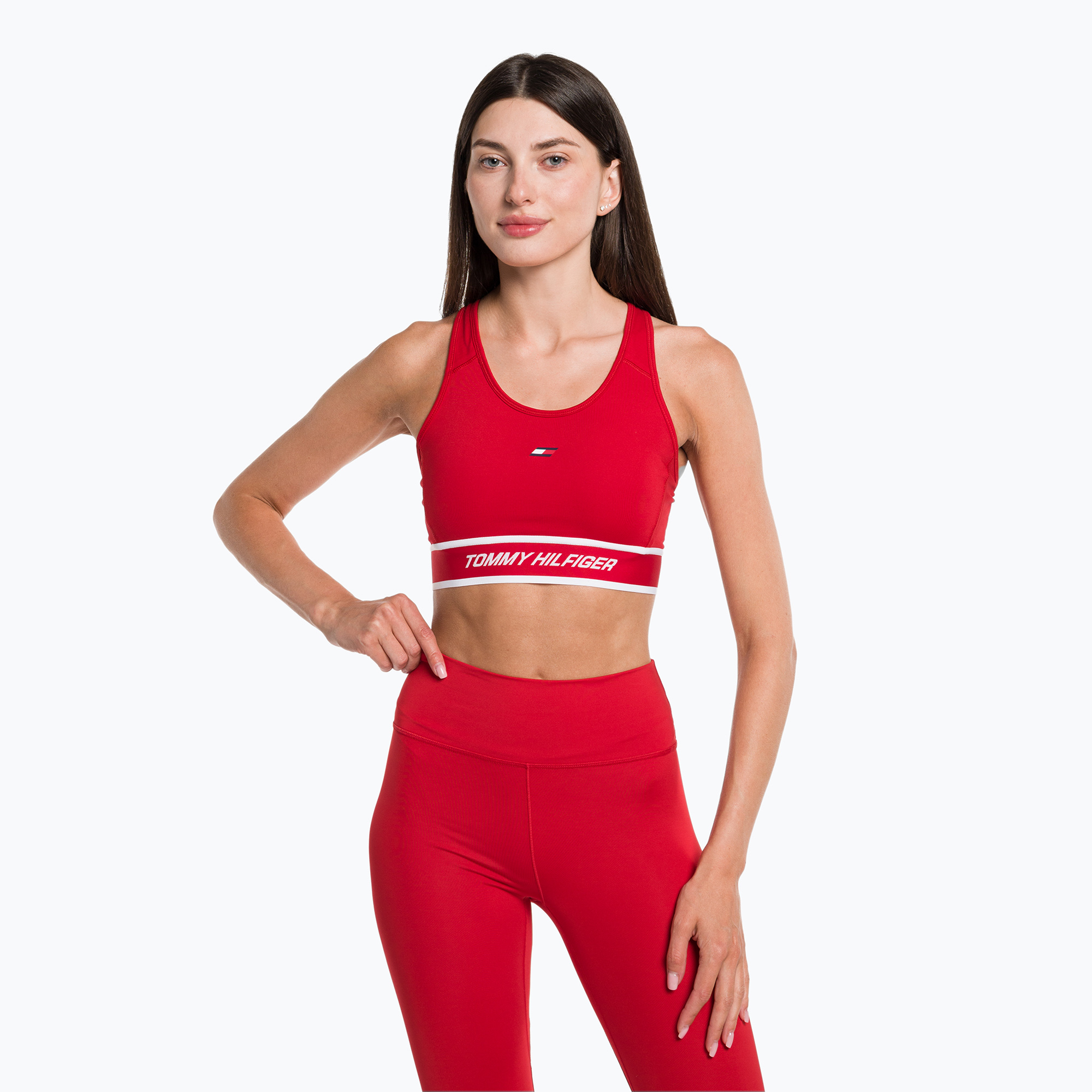 Biustonosz treningowy Tommy Hilfiger Mid Int Tape Racer Back red | WYSYŁKA W 24H | 30 DNI NA ZWROT