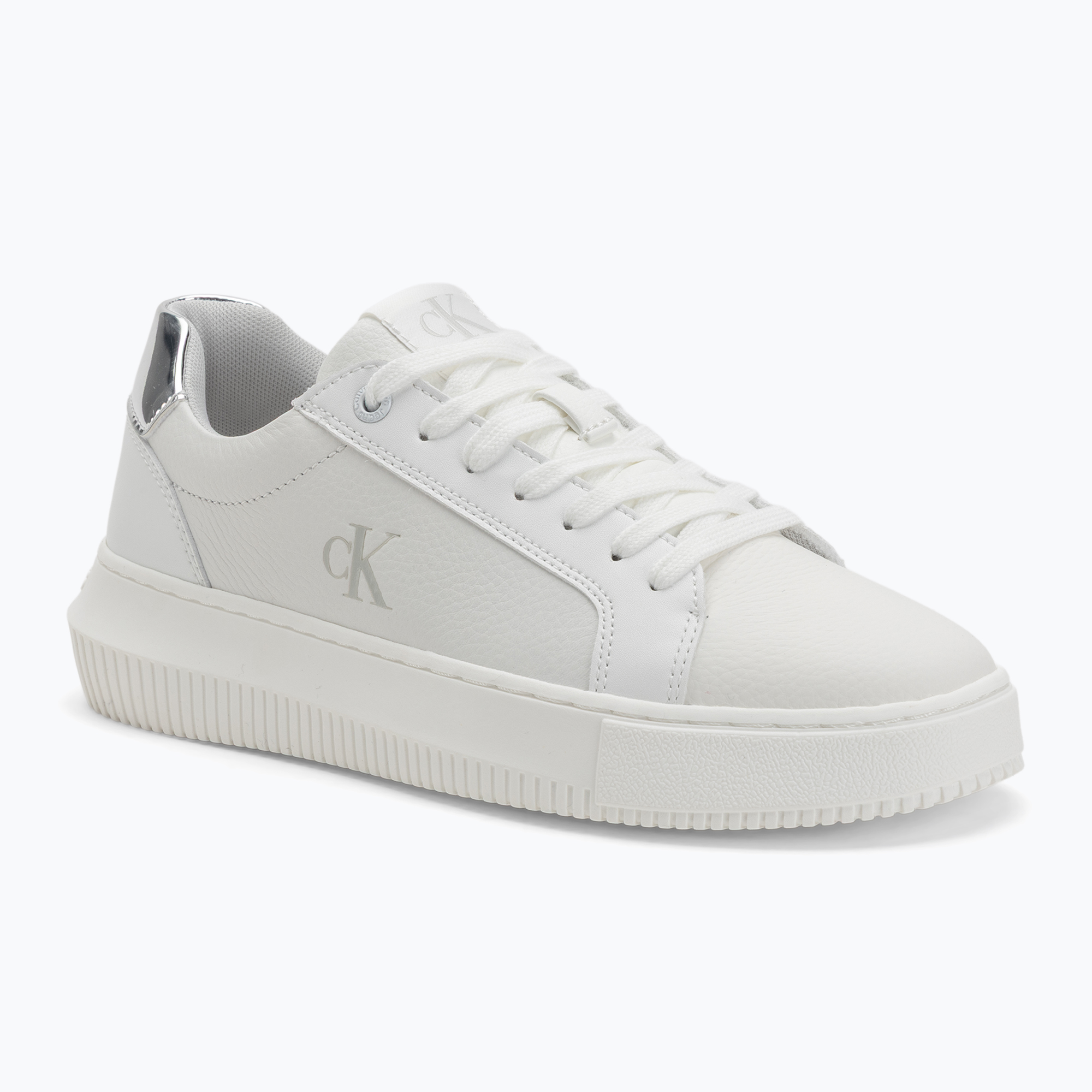 Buty damskie Calvin Klein YW0YW01769 Chunky Cupsole Low Mg bright white/silver 