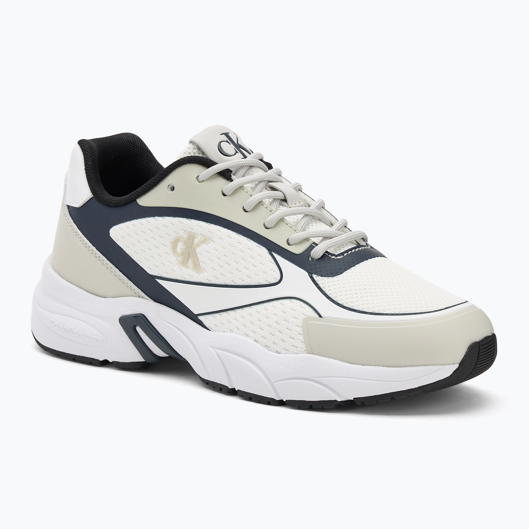 Buty damskie Calvin Klein YW0YW01887 Retro Tennis Knit Mg bright white/silver bich/navy 