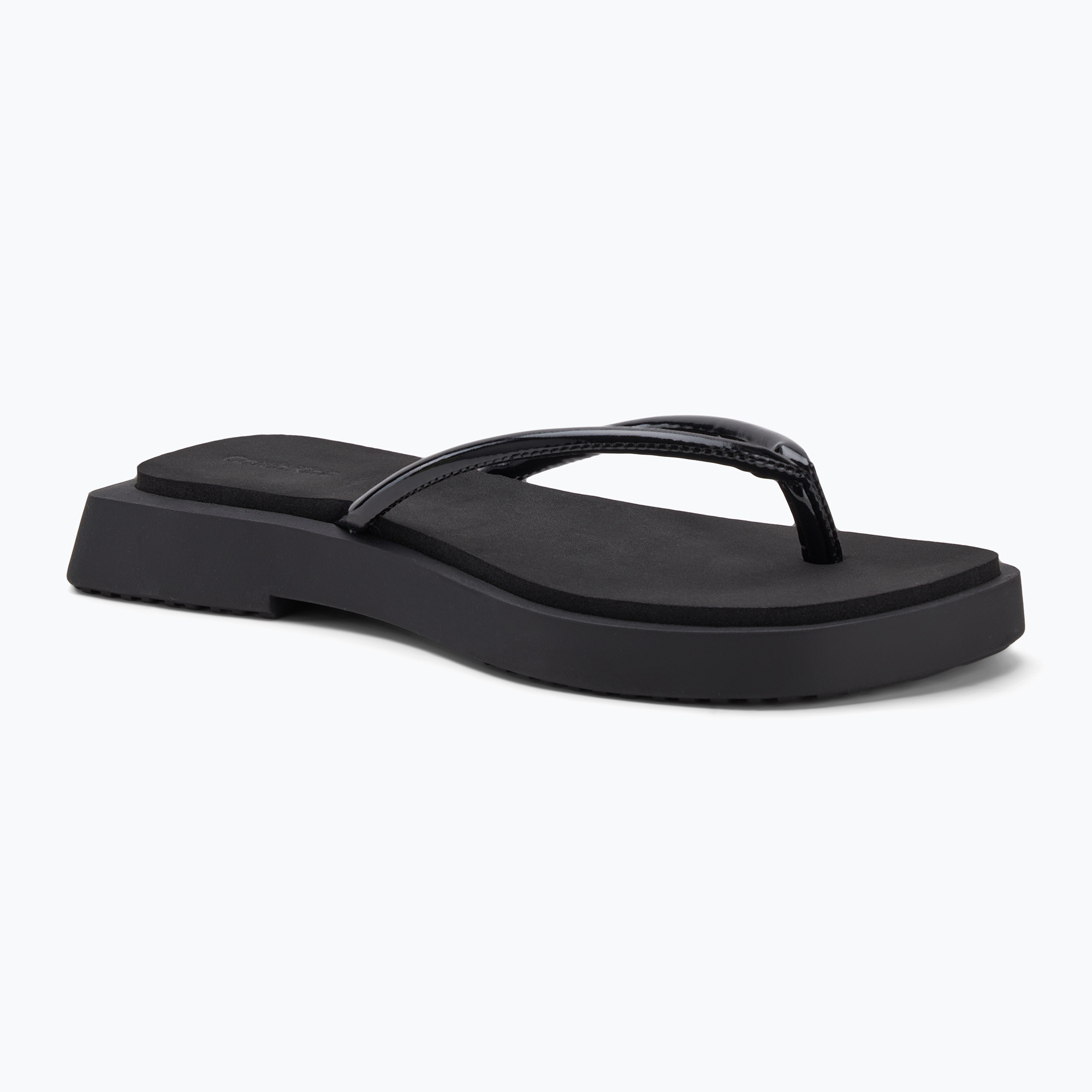 Japonki damskie Calvin Klein YW0YW01716 Sq Low Wedge Sandal Stitch triple black 