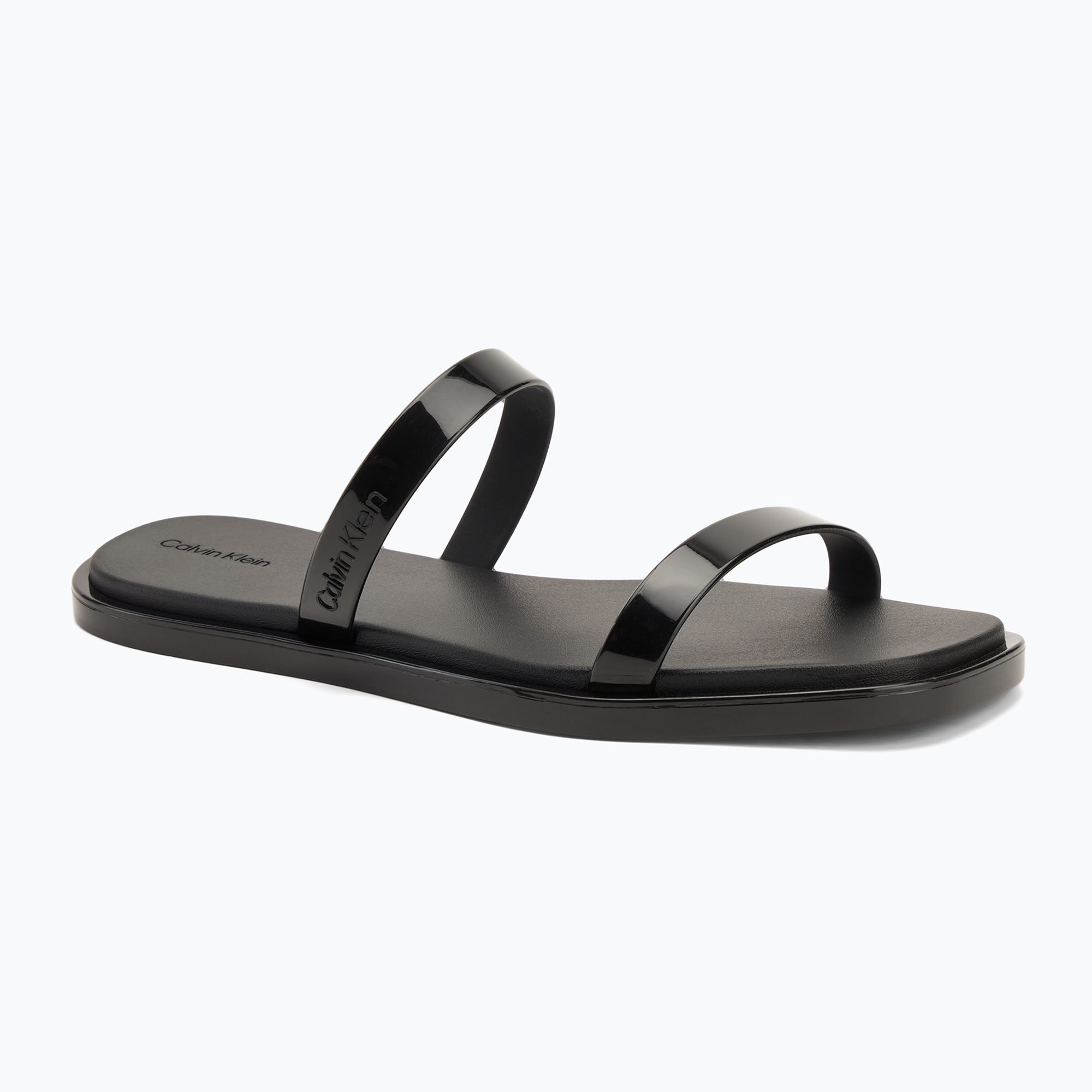 Klapki damskie Calvin Klein HW0HW02417 Double Bar Slide - Jelly black 