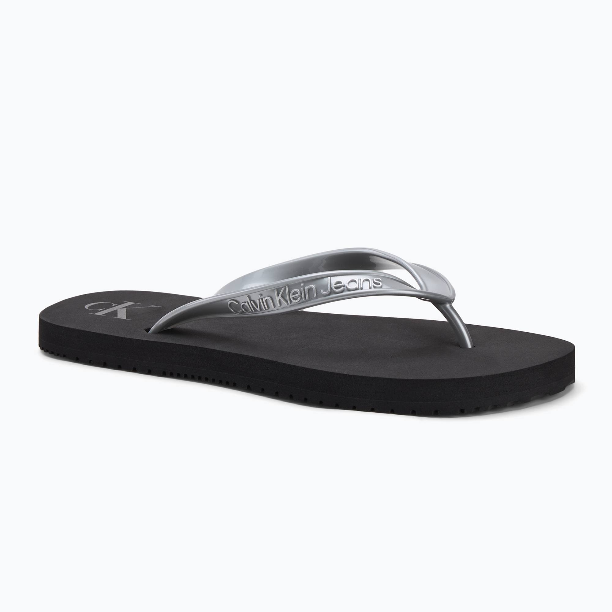 Japonki damskie Calvin Klein YW0YW01719 Beach Sandal Monologo Tpu black/silver 