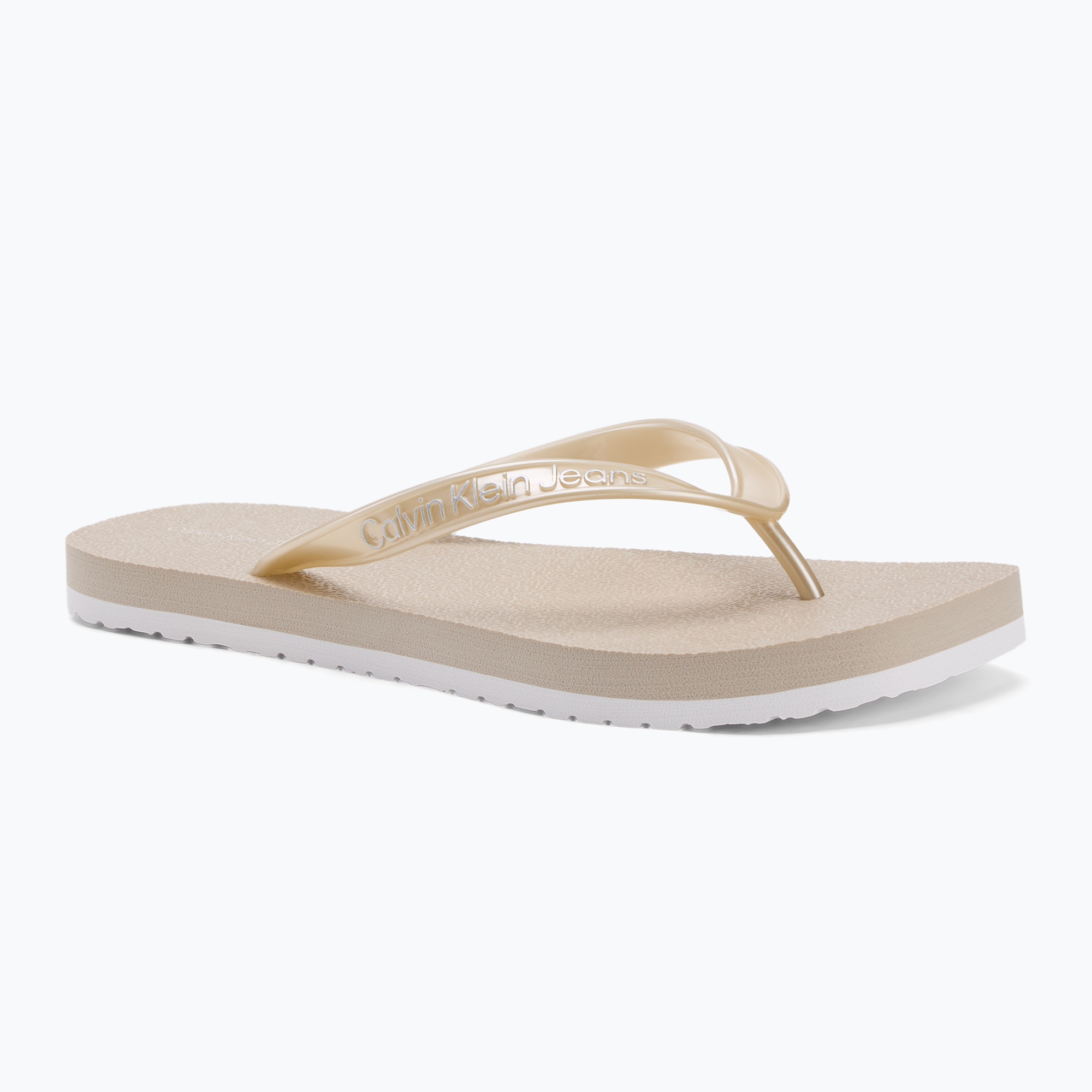 Japonki damskie Calvin Klein YW0YW01720 Thong+ Tpu Metallic eggshell/bright white 