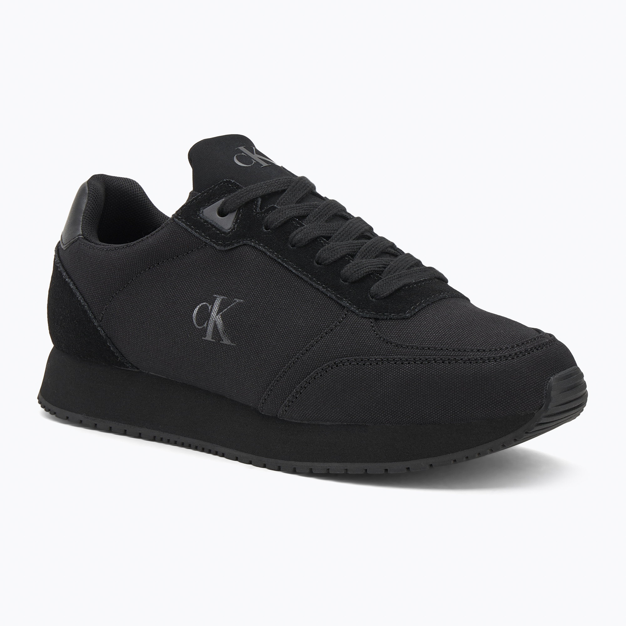 Buty męskie Calvin Klein YM0YM01217 Runner Sock Laceup Mg Canvas triple black 