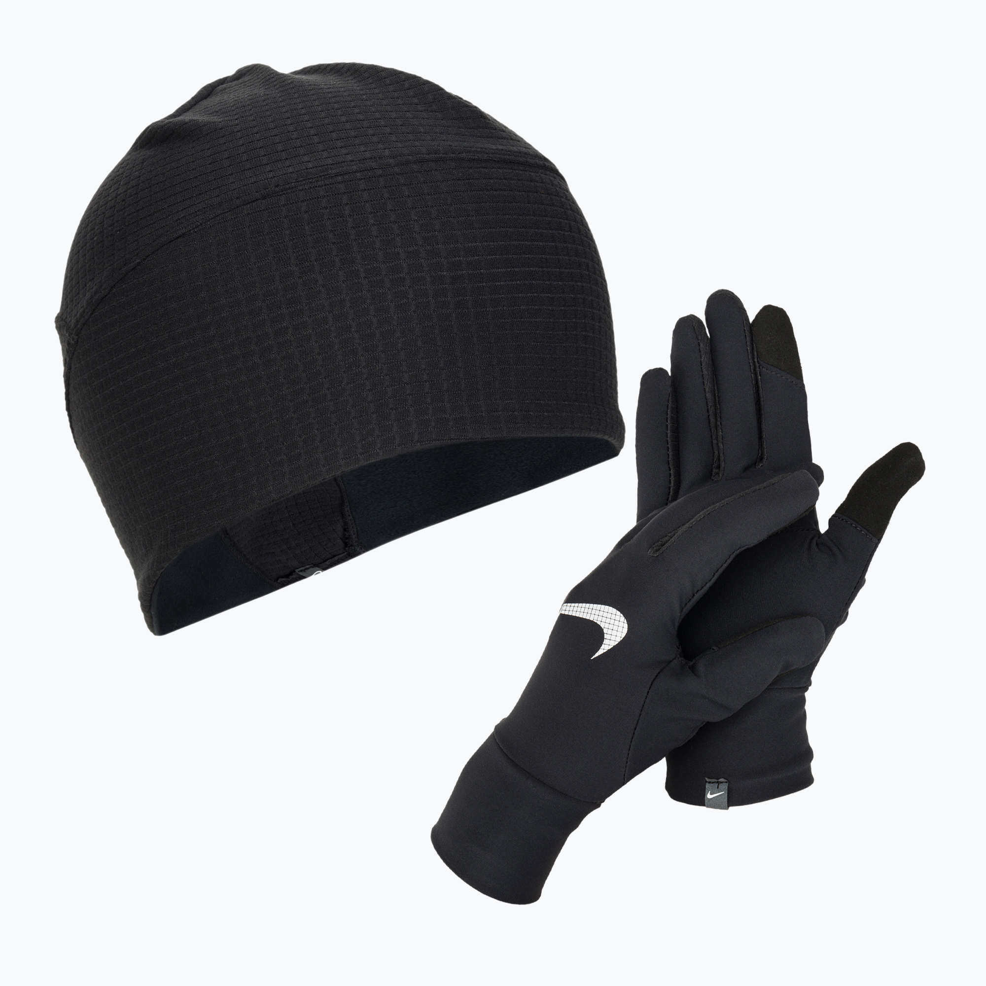 Zestaw czapka + rękawiczki męskie Nike Essential Running black/black/silver | WYSYŁKA W 24H | 30 DNI NA ZWROT