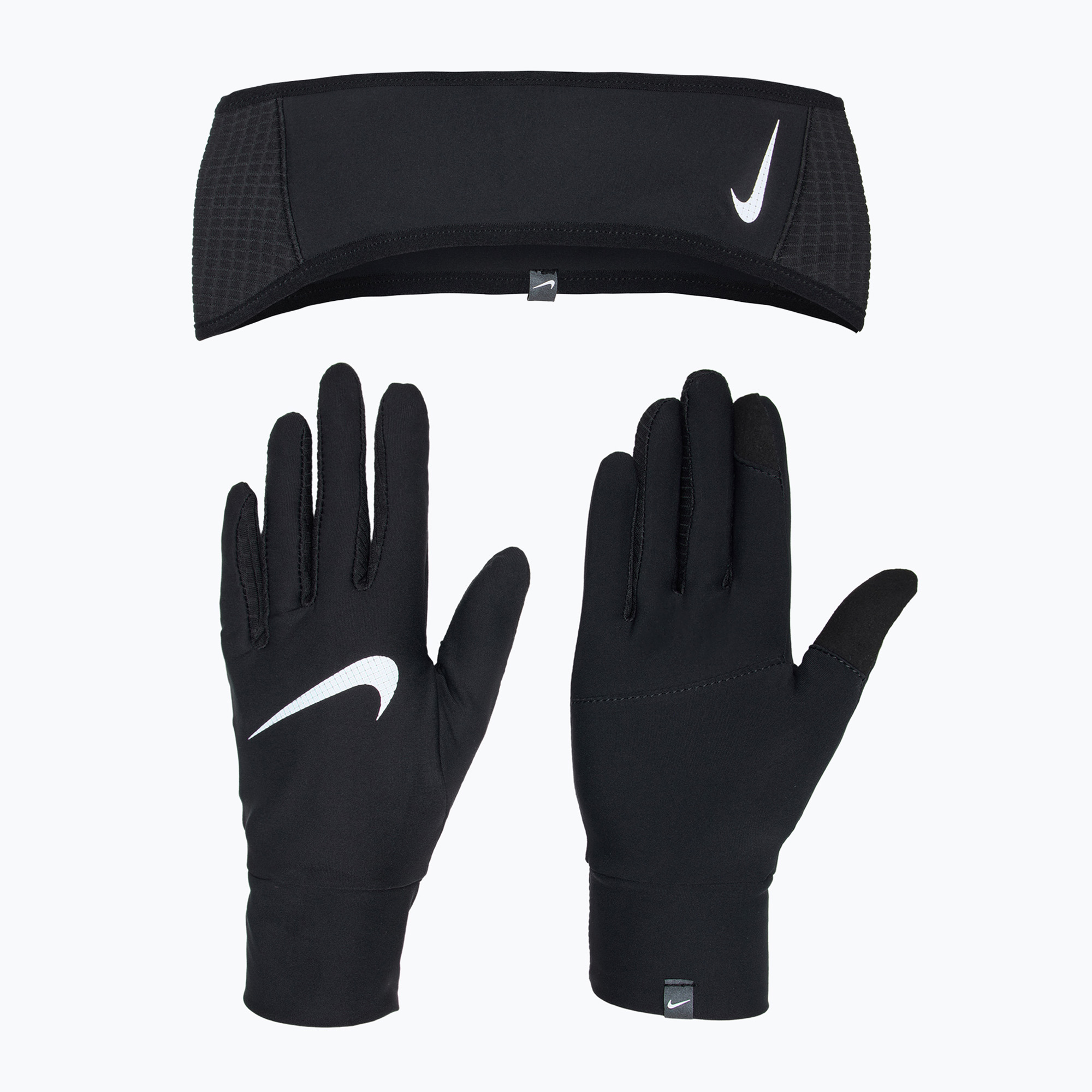 Zestaw opaska + rękawiczki damski Nike Essential Running black/black/silver 