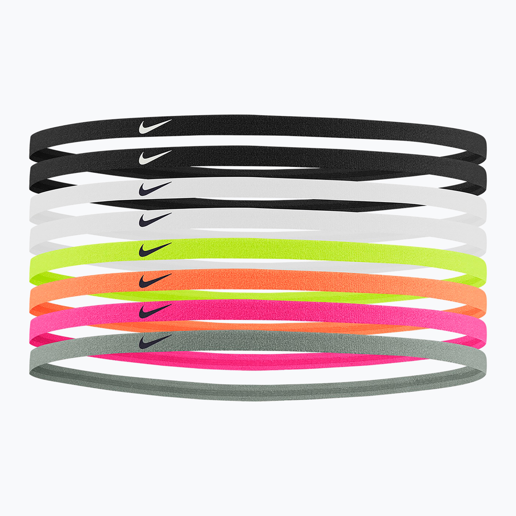 Opaski na głowę Nike Skinny Headbands 8 szt. black/black/white 