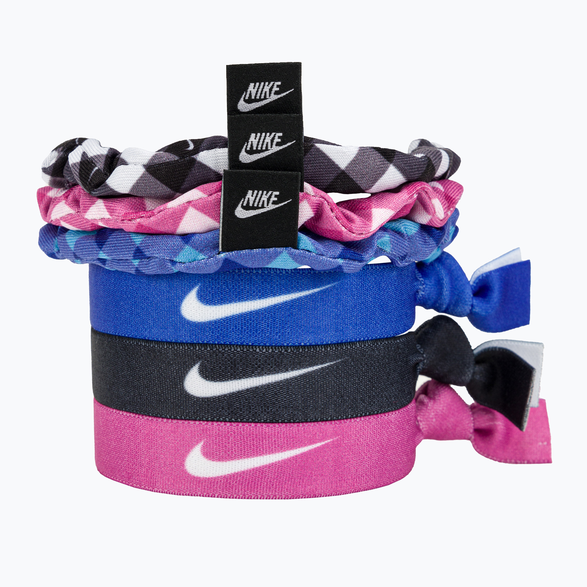Gumki do włosów Nike Mixed Hairbands With Pouch 6 szt. black/active fuchsia/hyper royal | WYSYŁKA W 24H | 30 DNI NA ZWROT