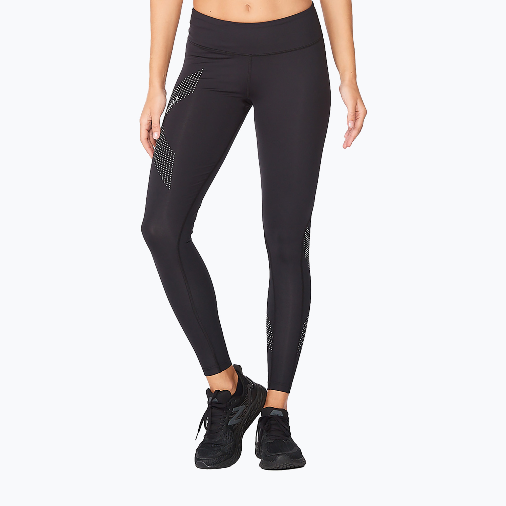 Legginsy treningowe damskie 2XU Motion Mid-Rise Compression black/dotted reflective logo | WYSYŁKA W 24H | 30 DNI NA ZWROT