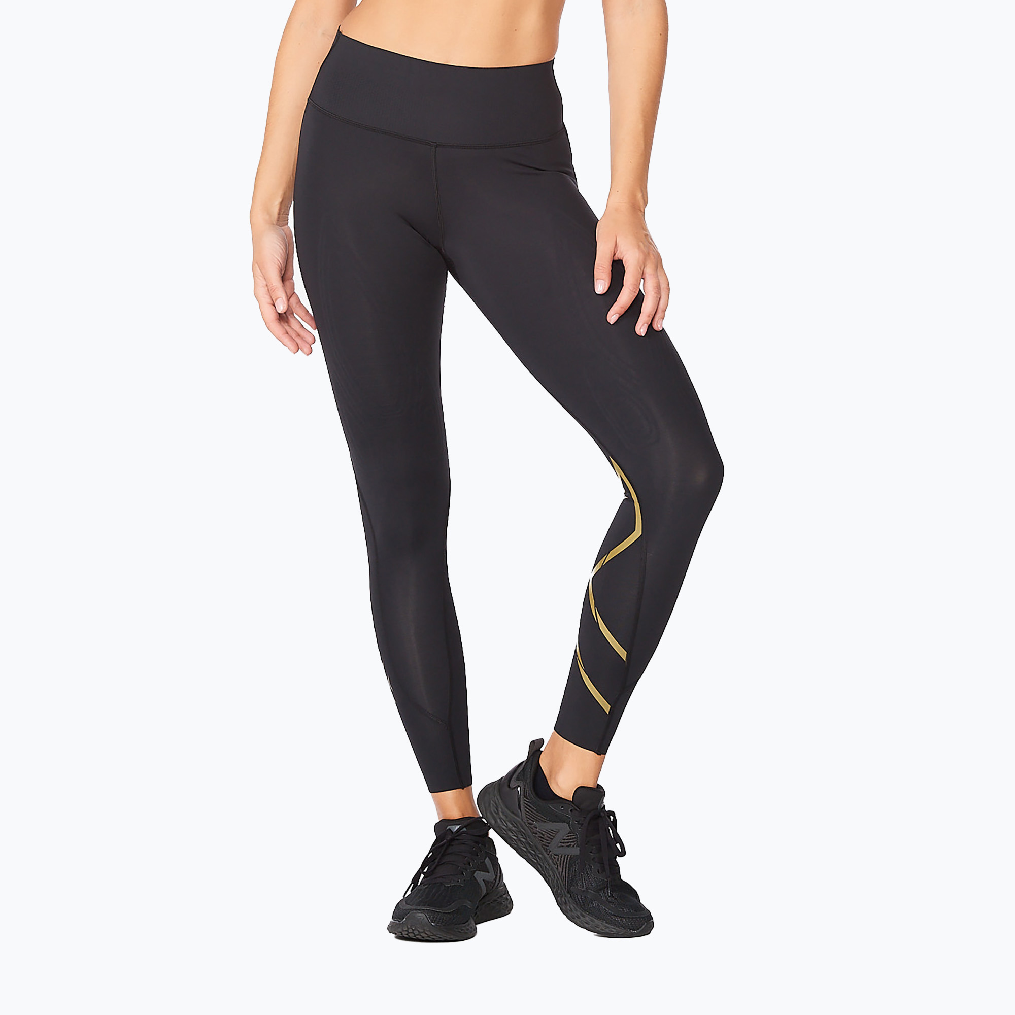 Legginsy treningowe damskie 2XU Force Mid-Rise Compression black/gold | WYSYŁKA W 24H | 30 DNI NA ZWROT