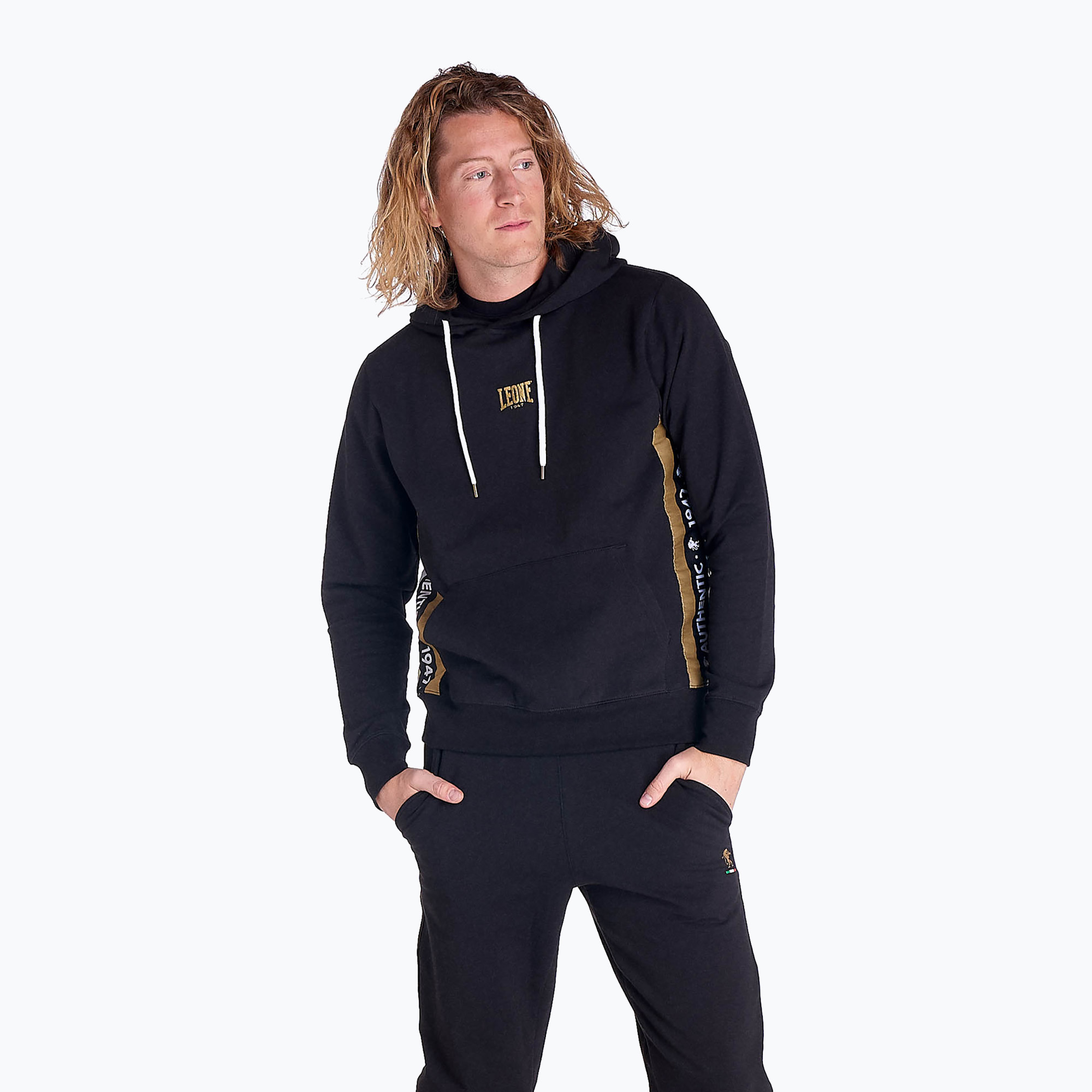 Bluza męska LEONE 1947 Gold Hoody black | WYSYŁKA W 24H | 30 DNI NA ZWROT