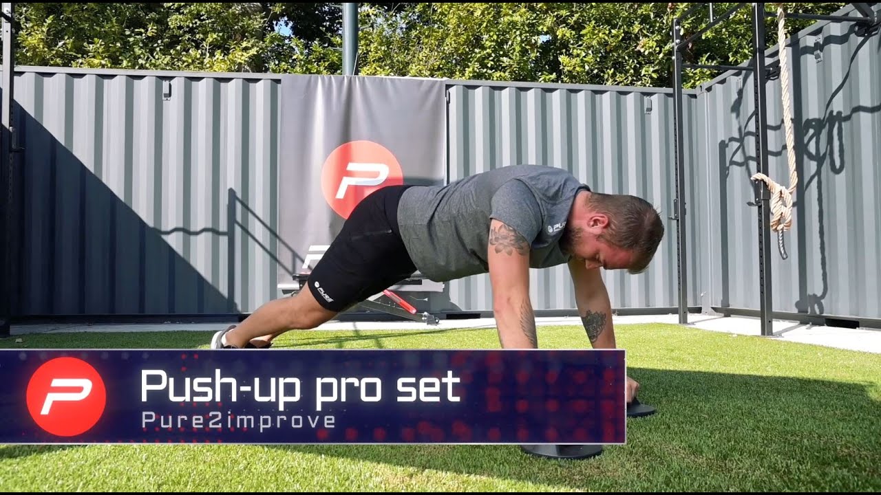 Uchwyty do pompek Pure2Improve Push-up Pro Set czerwono-czarne P2I202160