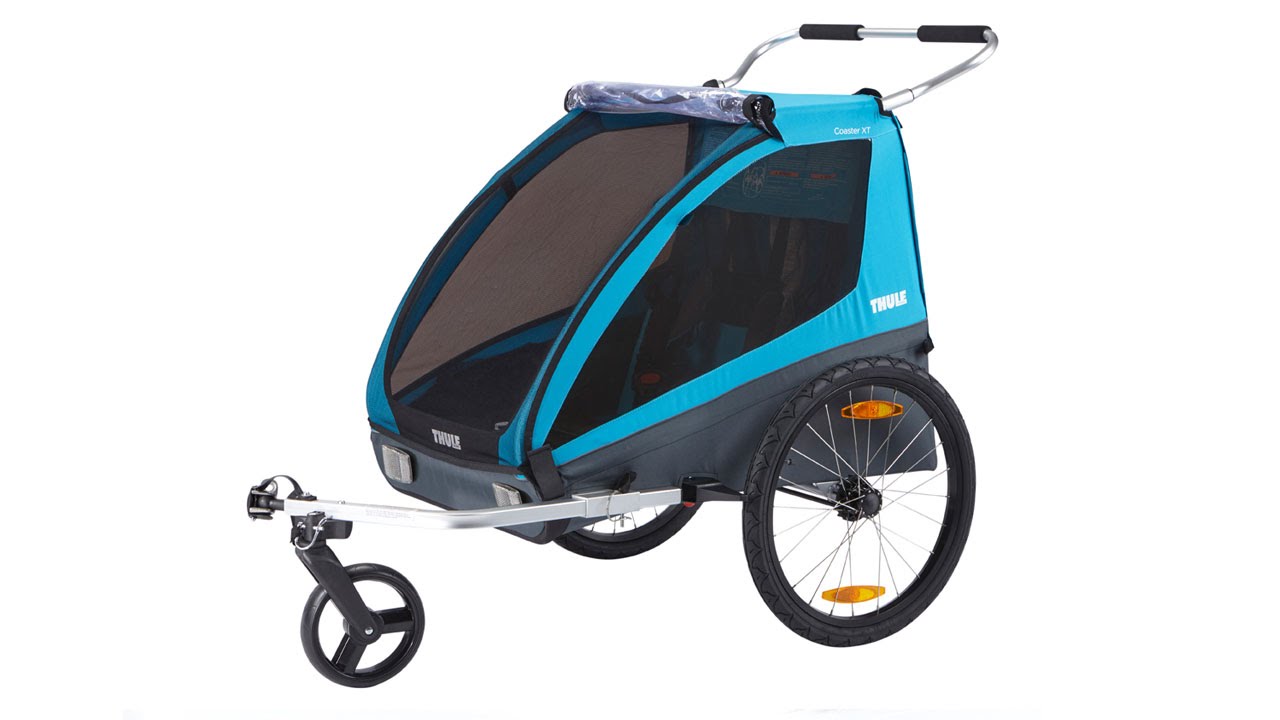 Przyczepka rowerowa dwuosobowa Thule Coaster XT Bike Trailer+Stroll niebieska 10101806