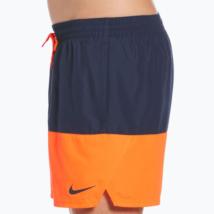 Szorty kąpielowe męskie Nike Split 5" Volley granatowo-pomarańczowe NESSB451 2
