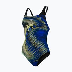 Strój pływacki jednoczęściowy damski Speedo Placement Powerback czarno-niebieski 06187F882