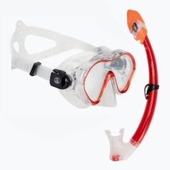 Zestaw do snorkelingu dziecięcy AQUASTIC Minke maska + fajka czerwony