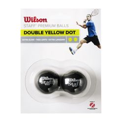 Piłki do squasha Wilson Staff Squash 2 Ball Dbl Ye Dot czarne WRT617600+